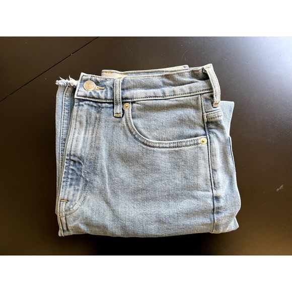 EVERLANE The Way High Jeans, Straight Leg, Women, Washed Blue, Size 26, Zip Fly - Picture 3 of 14